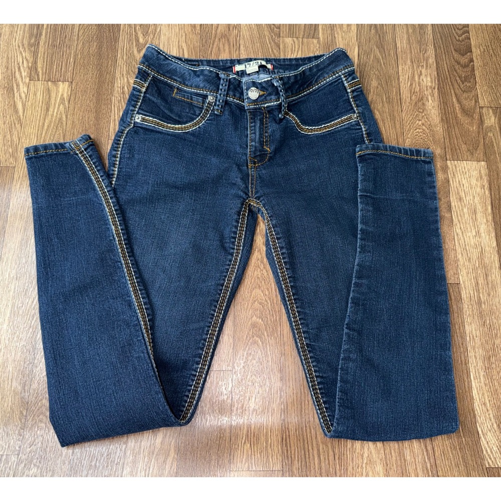 17/21 Exclusive Denim Women Dark Wash Contrast Stitch Skinny Jeans Size 4
